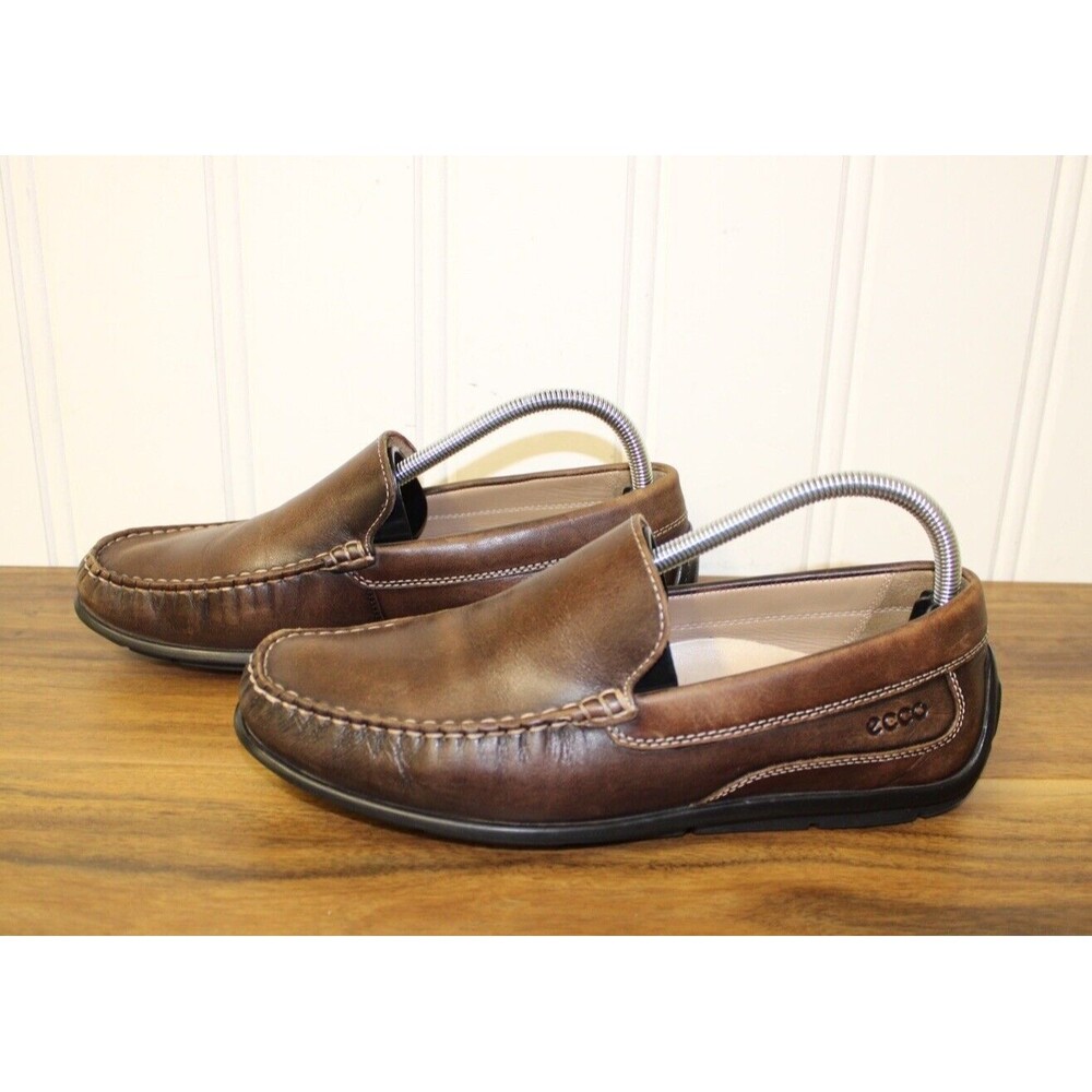 Ecco Men's Brown Genuine Leather Classic Moc II Slip On Loafers Shoes Size 41 8